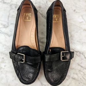 Frye Janet Buckle Slip On Moccasin Loafer Black